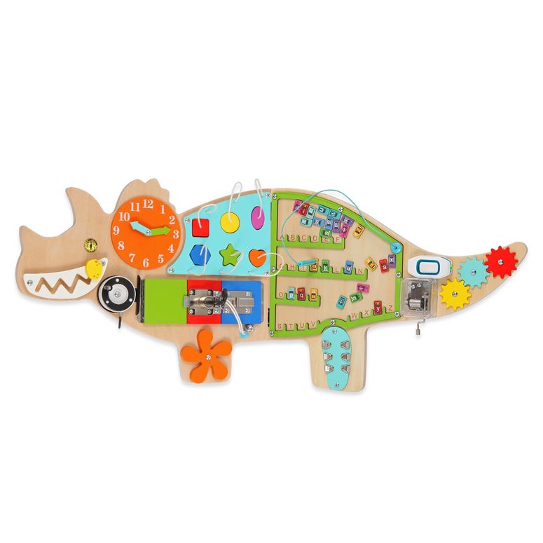プレイパネル 知育 以心伝心 幾何学 FIIOEOY Dinosaur Activity Wall Busy Board Panels, 11-インチ-1 Montessori Sensory Wall Panel for Kids, Toddler Learning Activity Center, Perfect for Playroom Daycare Nursery Classroom 【並行輸入品】