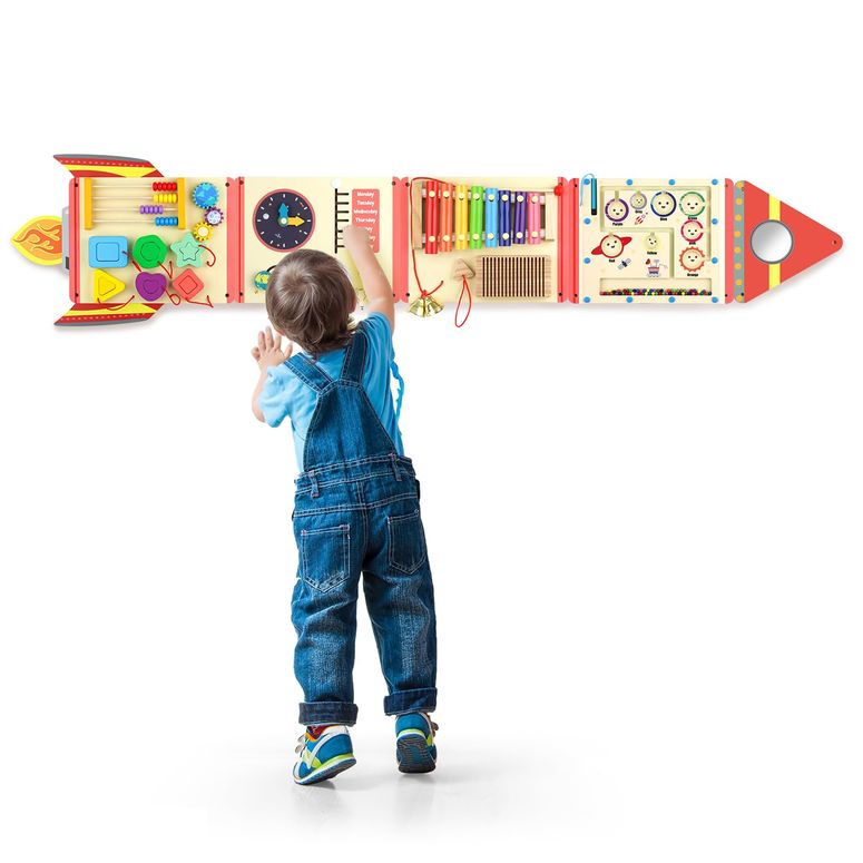 プレイパネル 知育 以心伝心 幾何学 Hdsahdok 5FT Large Wooden Activity Wall Busy Board, Montessori Sensory Wall Panel for Toddlers, 12 インチ 1 Learning Activitie Center,Gift for Kids 1-3 Year Olds, Playroom Toy for Boys and Girls 【並行輸入品】