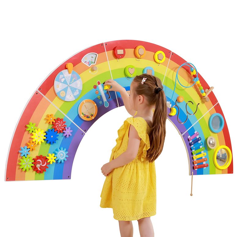 プレイパネル 知育 以心伝心 幾何学 SPARK \u0026 WOW Rainbow Activity Wall Panels | Ages 18m+ | Montessori Sensory Wall Toy | 10 Activities | Busy Board | Toddler Room Decor 【並行輸入品】