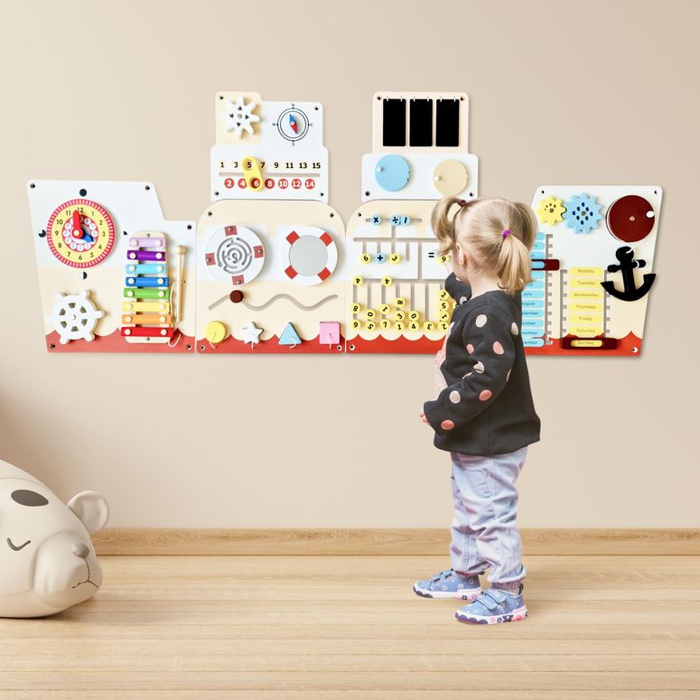 プレイパネル 知育 以心伝心 幾何学 Cateam Sensory Wall Panel for Kids - Activity Wall Busy Board for Toddlers and preschoolers. 16インチ1 Learning Activity Center. Wooden Montessori Toys for Education and Early Development - Ship 【並行輸入品】