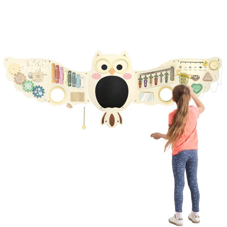プレイパネル 知育 意気投合 幾何学 Baotree Owl Activity Wall Busy Board Panels, Montessori Sensory Toys, Toddler Learning Activity Center,Interactive Wooden Learning Toy for Toddler Playroom \u0026 Children\u0027s Daycare 【並行輸入品】