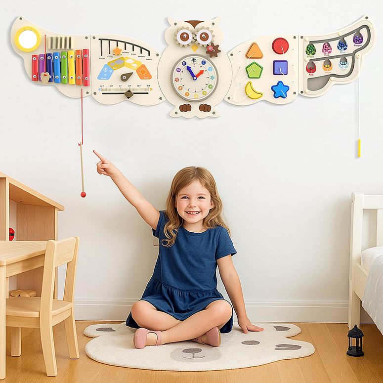 プレイパネル 知育 以心伝心 幾何学 Gracano Sensory Wall Panel for Kids - Owl Wall Toys for Toddlers 1-3, Toddler Learning Activity Center, Busy Board Toys, Activity Board for Kids, Activity Center \u0026 Sensory Room 【並行輸入品】