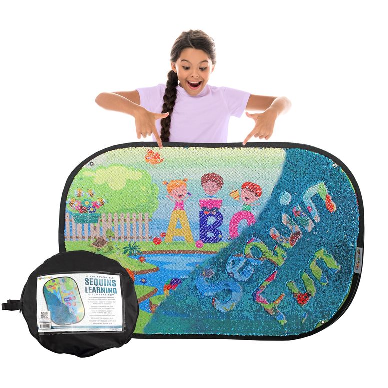 プレイパネル 知育 意気投合 幾何学 Meavia Reversible Sequins Wall Sensory Fun Toy Learning Discovery Version, Jumbo Size 40 x 27 Inches 【並行輸入品】