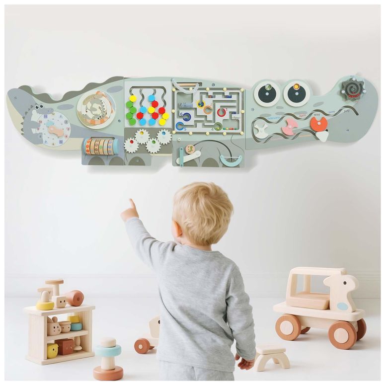 プレイパネル 知育 以心伝心 幾何学 Potatomato Green Montessori Busy Board ? Educational Wall Panel for Toddlers ? Montessori for Boys and Girls ? Learning Activity Center ? Fine Motor Skills Toys ? Autism Toys 【並行輸入品】