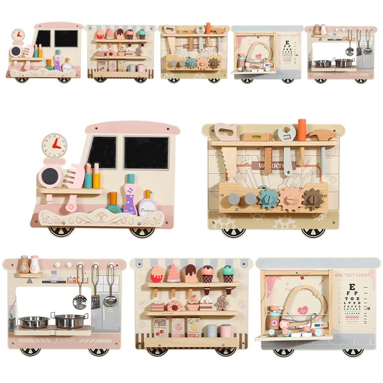 プレイパネル 知育 以心伝心 幾何学 SHIERDU Wooden Sensory Wall Panel for Kids Activity Wall Busy Board with Wooden Toolboxes, Kitchen, Doctor Kit \u0026 More! Wall-Mounted Learning Toy for Preschoolers (3+), STEM Play 【並行輸入品】