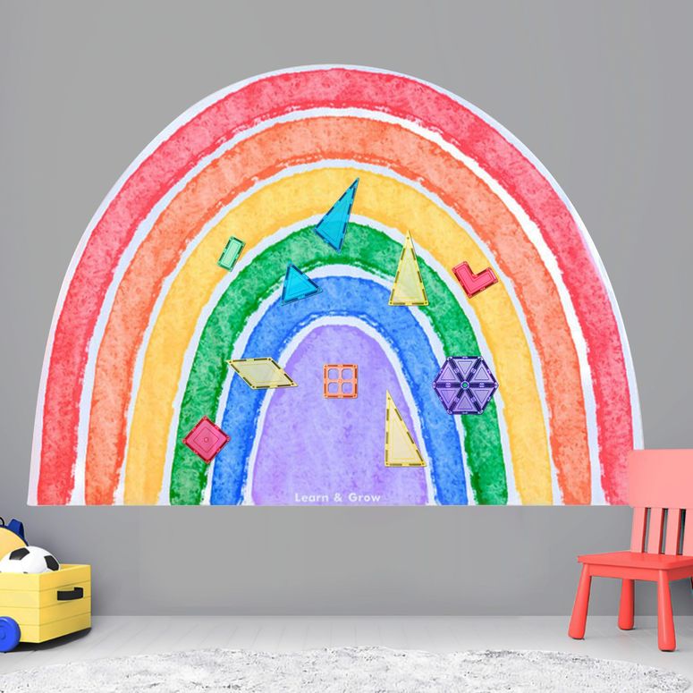 プレイパネル 知育 以心伝心 幾何学 Learn \u0026 Grow Magnetic Wall Decal ? Rainbow Magnetic Wall Arch for Kids Playroom Decor - Peel, Stick \u0026 Doodle Sticker Board Sheet - Multifunctional Magnet Tiles Learning Panels for Creative Play 【並行輸入品】