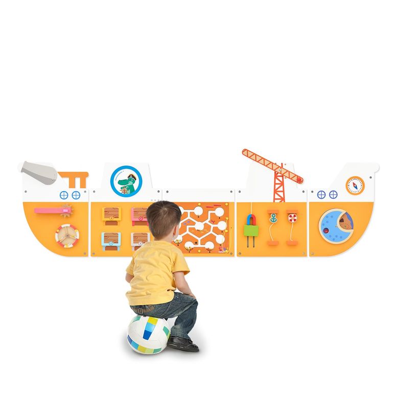 プレイパネル 知育 以心伝心 幾何学 Monl?urd? Wooden Ship Activity Wall Panel for Kids, Sensory Wall Toy, Activity Cube, Wall Toys for Toddlers 1-3, Playroom Toys, Daycare Furniture, Montessori Busy Board 【並行輸入品】