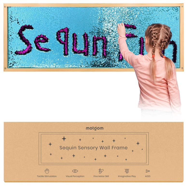 プレイパネル 知育 以心伝心 幾何学 MOTGOM Sequin Sensory Wall Frame - Sensory Wall Panel for Kids, Reversible Sequin Fabric Sensory Toys for Autism Sensory Room Sensory Exploration, Tactile Experience 【並行輸入品】