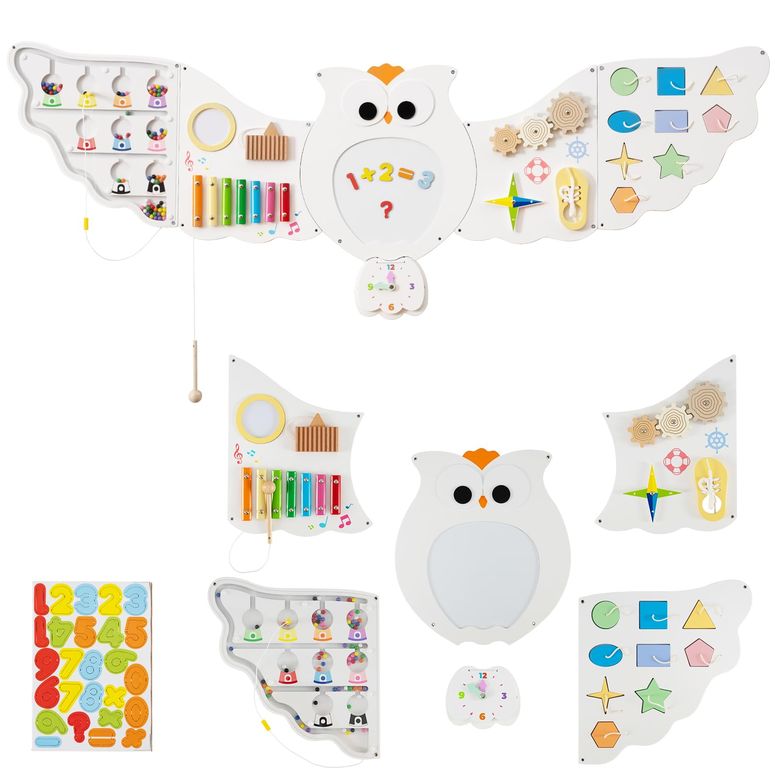 プレイパネル 知育 以心伝心 幾何学 Costzon Owl Activity Wall Busy Board Panels, 11-インチ-1 Toddler Learning Activity Center, Wooden Montessori Sensory Toy, Educational Gift for Boys Girls 3+ Years, Ideal for Playroom, Daycare, Nursery 【並行輸入品】