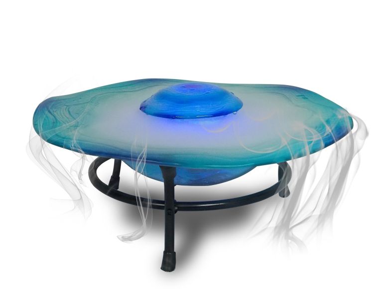卓上 噴水 滝のオブジェ テーブルトップファウンテン インテリア噴水 XBrand 8 in Tabletop Mist Fountain with 12 Color-Changing LED Lights and Inline Control ? Indoor Elegant Blue Glass and Metal Design 【並行輸入品】