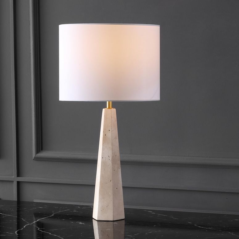 サファヴィヤ safavieh 一覧表照明ランプ サファビヤ サファヴィア SAFAVIEH Couture Lighting Collection Gabryanna Travertine/White 26-inch Dimmable Table Lamp for Bedroom Living Room Home Office Desk Nightstand (LED Bulb Included) 【並行輸入品】