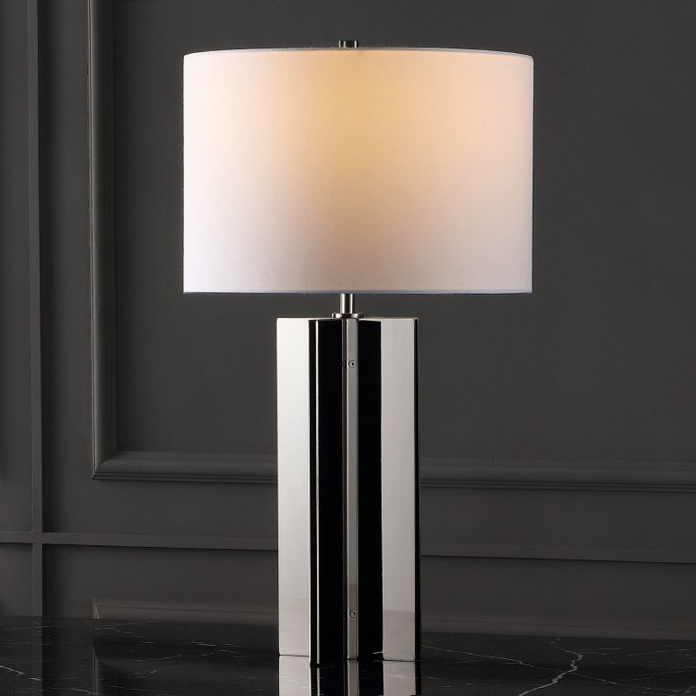 サファヴィヤ safavieh テーブルランプ サファビヤ サファヴィア SAFAVIEH Couture Lighting Collection Rollins Square Metal Gold/White 27-inch Bedroom Living Room Home Office Desk Nightstand Table Lamp (LED Bulb Included) 【並行輸入品】 74,140円