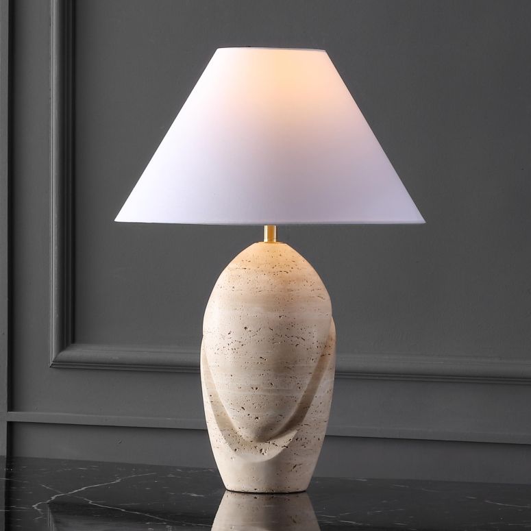 サファヴィヤ safavieh テーブルランプ サファビヤ サファヴィア SAFAVIEH Couture Lighting Collection Janette Travertine/White 25-inch Table Lamp for Bedroom Living Room Home Office Desk Nightstand (LED Bulb Included) 【並行輸入品】