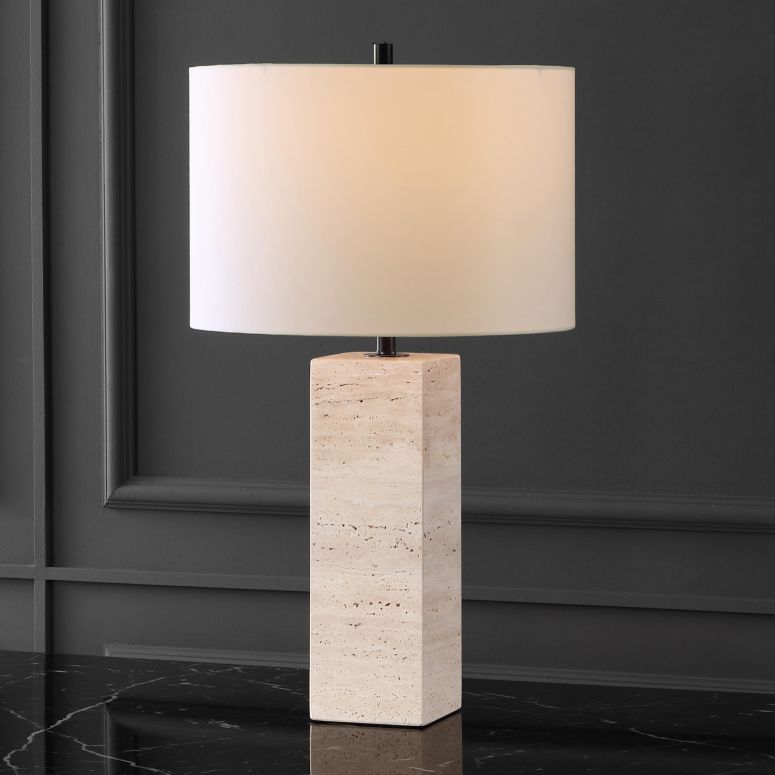 サファヴィヤ safavieh テーブルランプ サファビヤ サファヴィア SAFAVIEH Couture Collection Katebryn Travertine/Black 26-inch Dimmable Table Lamp for Bedroom Living Room Home Office Desk Nightstand 【並行輸入品】