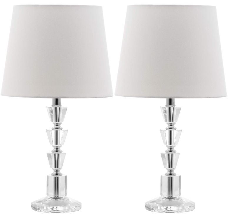 サファヴィヤ safavieh テーブルランプ サファビヤ サファヴィア SAFAVIEH Lighting Collection Harlow Modern Glam Tiered Crystal/ Off-White Shade 16-inch Bedroom Living Room Home Office Desk Nightstand Table Lamp Set of 2 (LED Bulbs Inc 【並行輸入品】