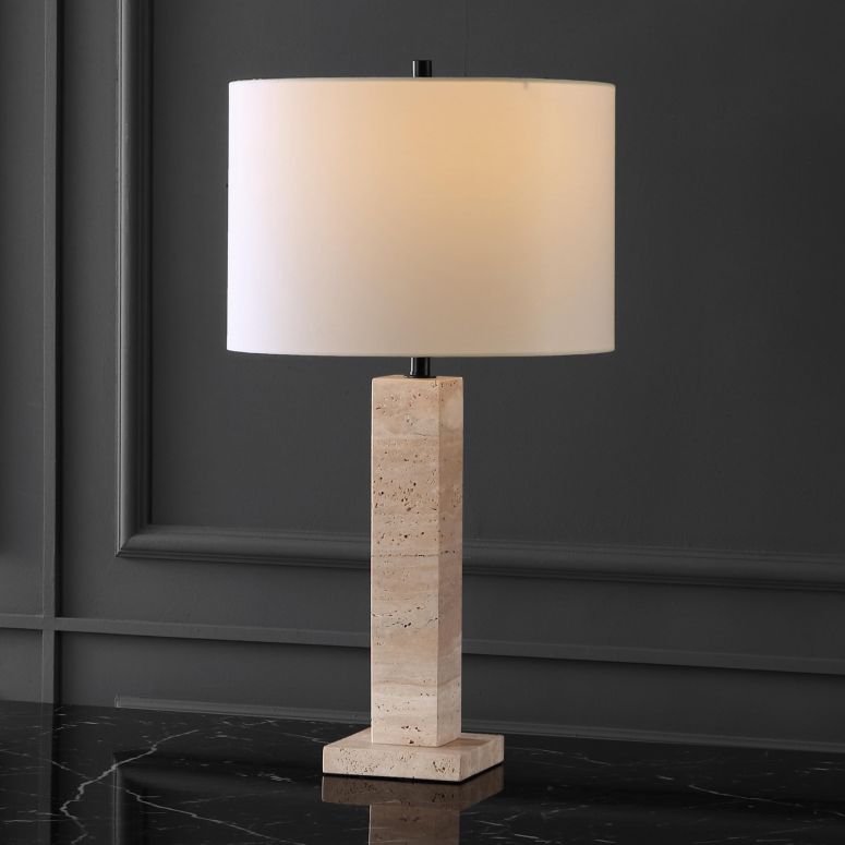 サファヴィヤ safavieh 一覧表照明ランプ サファビヤ サファヴィア SAFAVIEH Couture Collection Hannabeth Travertine/Black 27-inch Dimmable Table Lamp for Bedroom Living Room Home Office Desk Nightstand 【並行輸入品】