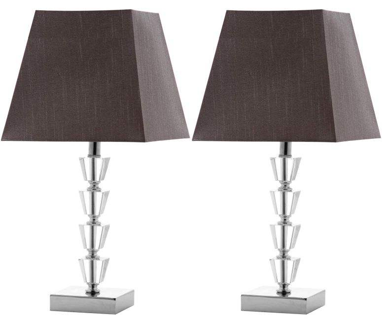 サファヴィヤ safavieh テーブルランプ サファビヤ サファヴィア SAFAVIEH Lighting Collection Avalon Deco Modern Glam Crystal/ Light Grey 17-inch Bedroom Living Room Home Office Desk Nightstand Table Lamp Set of 2 (LED Bulbs Included) 【並行輸入品】 33,800円