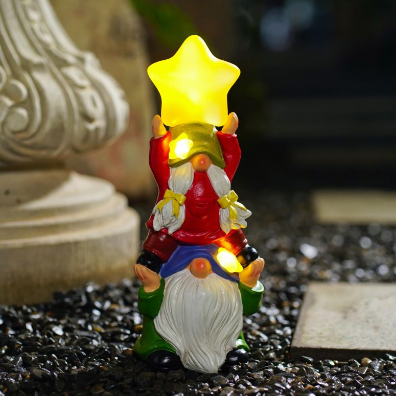 ガーデンライトLEDソーラーライト ソーラーパワー WSHMZYHOME Solar Garden Gnomes Outdoor Statue with Solar Lights, 11\