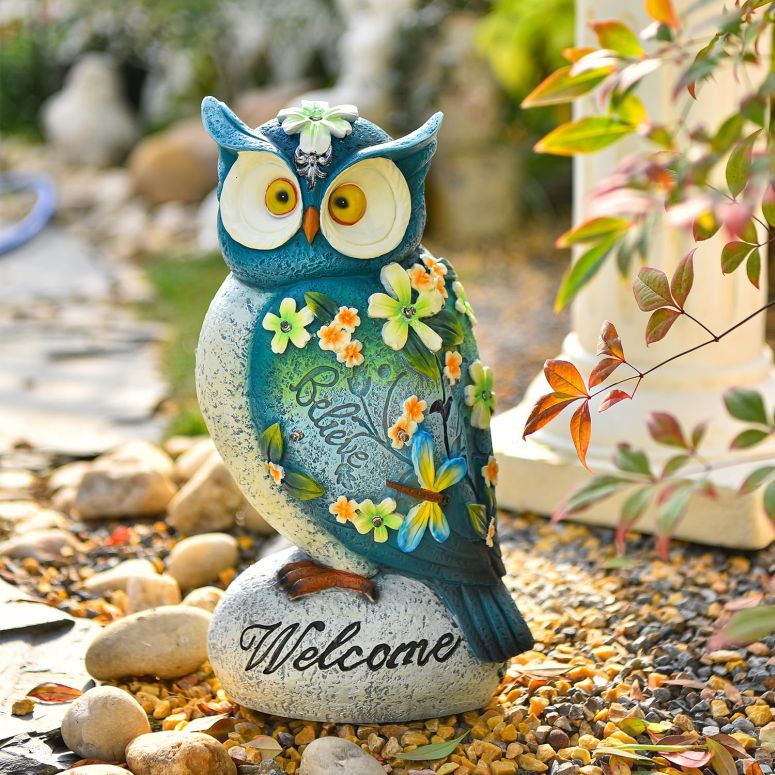 ガーデンライトLEDソーラーライト ソーラーパワー Sungmor Garden Solar Light Landscape Path Lights Lifelike Owl Figurine with LED Lights Waterproof Resin Animal Outdoor Statue Solar Powered Lamp for Outside Patio Yard Lawn Nocturnal D 【並行輸入品】