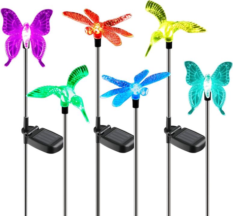 園地ともし火LEDソーラーともし火 ソーラー力強さ OxyLED Solar Garden Stake Lights 6 Pack Outdoor LED Figurine Lighting Color Changing Waterproof Solar Hummingbird Lights Butterfly Dragonfly for Patio Yard Pathway 【並行輸入品】
