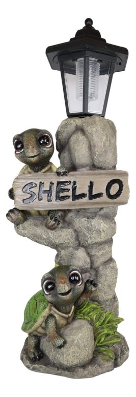 ガーデンライトLEDソーラーライト ソーラーパワー Ebros Gift Whimsical 2 Baby Tortoise Turtles Holding Shello Greeting Sign On Rock Outpost Solar LED Courtesy Path Light Garden Statue Home Decorative Patio Figurine 【並行輸入品】 26,845円