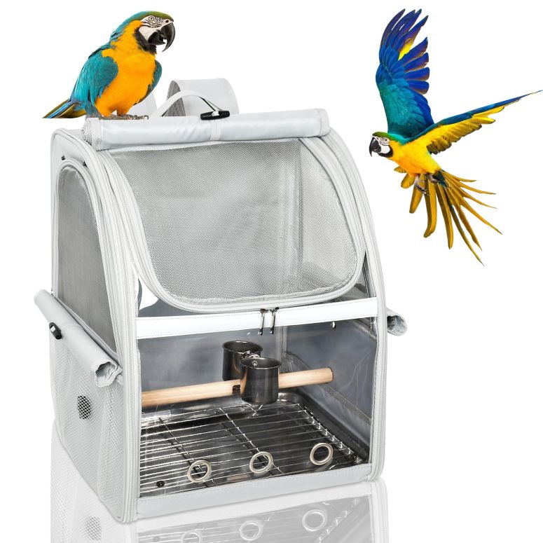 インコ 小鳥 バード トラベルキャリアー GREGCE Bird Carrier Bag, Bird Travel Cage with Standing Perch and Indestructible Stainless Steel Mesh, Protable Transparent Breathable Carrier with Feeder Cups for Small Birds Parrot Parakeet, 【並行輸入品】