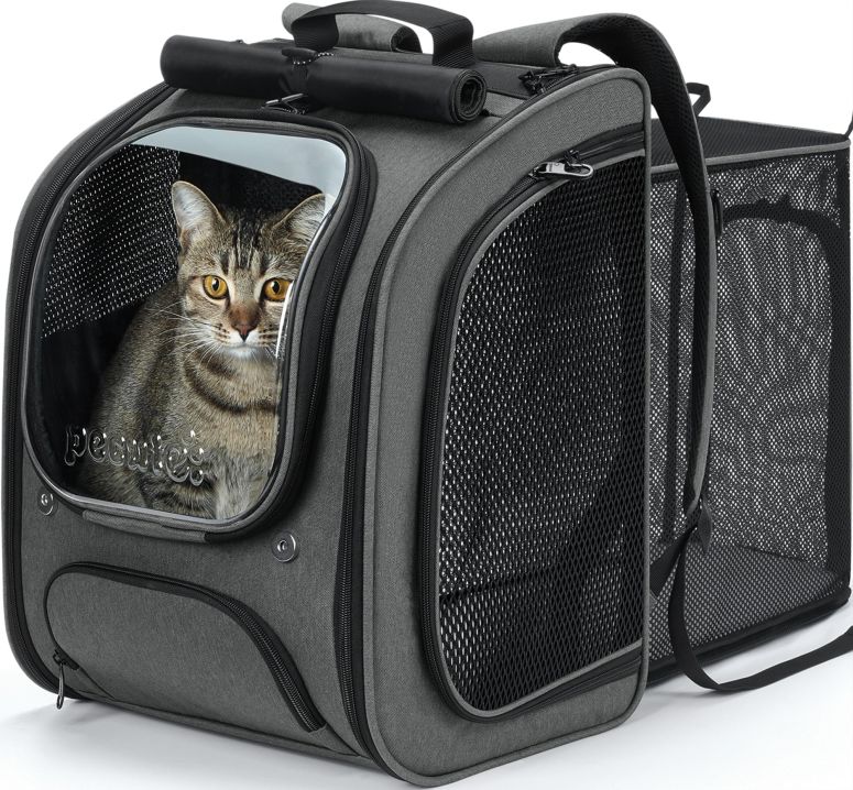 インコ 小鳥 バード トラベルキャリアー Pecute Cat Backpack Carrier Expandable, Large Space Cat Bubble Backpack, Breathable Cat Carrier, Shaded Dog Backpack Carrier for Travel, Hiking, Suitable for Shopping, and Vet, Gray 【並行輸入品】