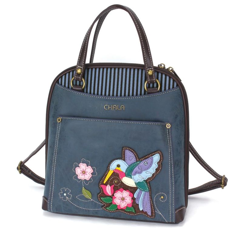 インコ 小鳥 バード トラベルキャリアー CHALA Convertible Backpack Purse - Women Convertible Shoulder Purse with Adjustable Strap - Hummingbird A - blue 【並行輸入品】