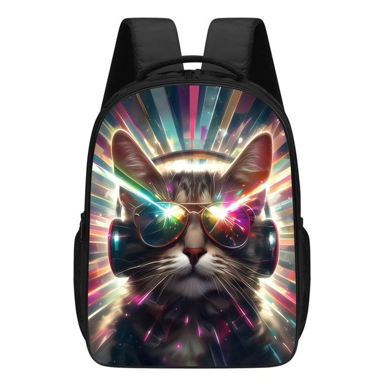 インコ 小鳥 バード トラベルキャリアー KOYI Cat Backpack Cute DJ Cat with Sunglasses Backpack Cat Love Music Backpack Laser Cat Colorful Sparkle Light Backpack, 16 Inch Kids Backpacks for Kindergarten, Elementary School Boys and Gir 【並行輸入品】 16,428円