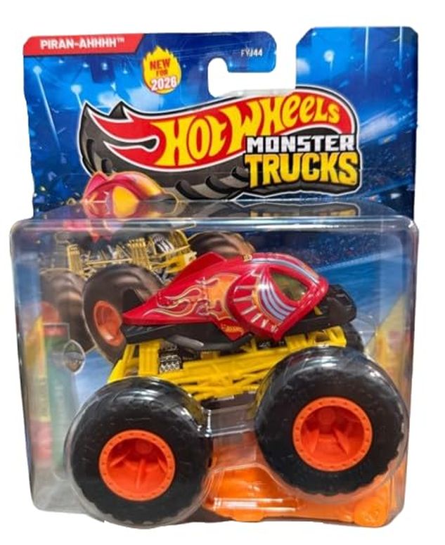 ホットウィール モンスタートラック Hot Wheels Monster Trucks Piran-AHHHH [Piranha] Beast Bashers 6/6 (Includes Crushed Car) New for 2026! 1:64 Scale Diecast Toy Vehicle 【並行輸入品】