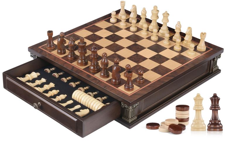 チェスセット Peradix Magnetic Chess Set with 2 Built-in Storage Drawers, 15'' Wooden Strategy Board Games, 2 Extra Queens, Luxury Magnet Chess Game for Adults, Kids and Family Game Night, Gift Package 【並行輸入品】