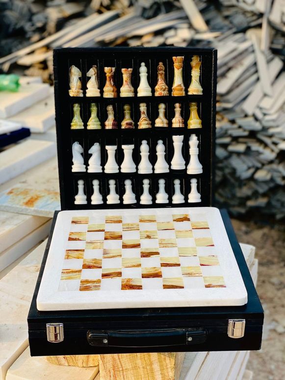 チェスセット NatureBoost Marble Chess Set Handmade Onyx Full Chess Game Set.Comes in Rexine Box Packaging. Perfect for Gifting (White Multigreen) 【並行輸入品】 42,120円