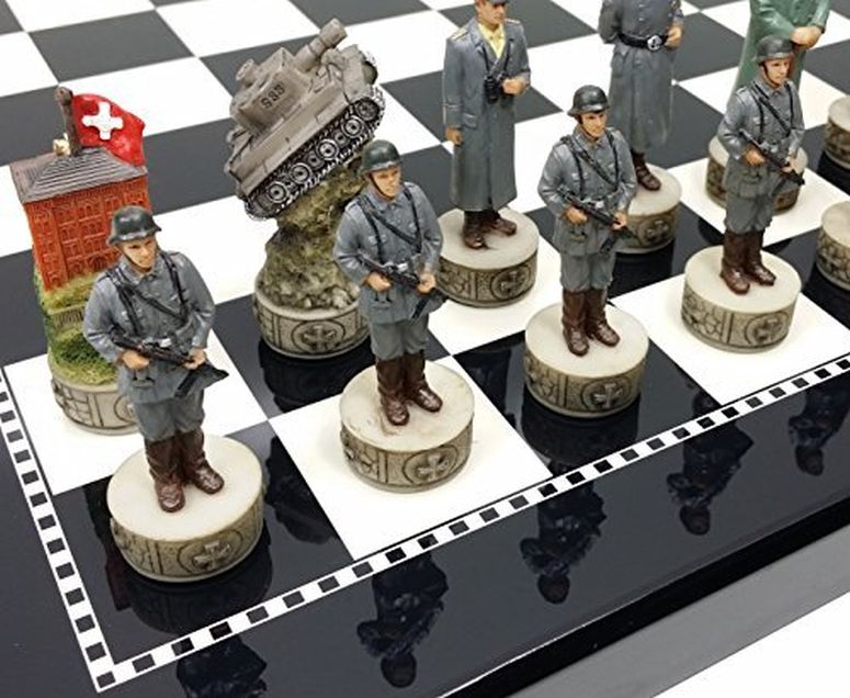 チェスセット HPL World War 2 US vs Germany Chess Set Hand Painted W/High Gloss Black & White Board WW2 【並行輸入品】｜MJ-MARKET