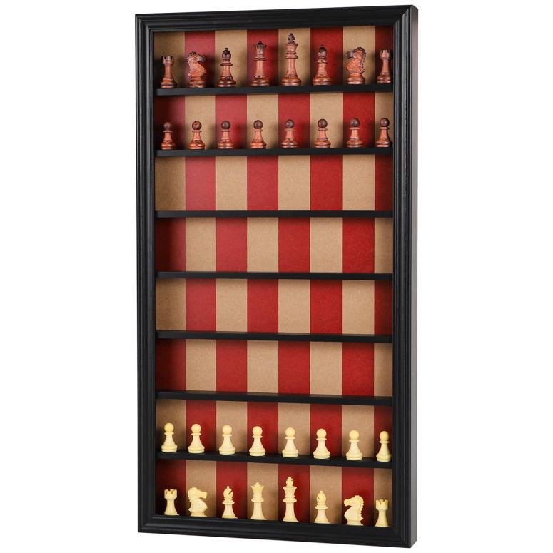 チェスセット Grhonior Wall Mount Chess Board Game Wooden Giant Chess Game Set Vertical Hanging Display Case Family Play Game Art Decor for Home (Black) 【並行輸入品】|MJ-MARKET