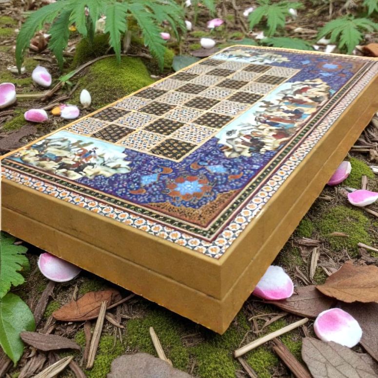 チェスセット 19.6-Inch Handmade Backgammon Chess Set ? Premium Khatam Wood Inlay ? Traditional Persian Design ? Luxury Gift for Men, Dad, Husband 【並行輸入品】