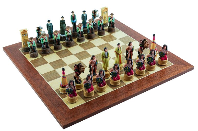 チェスセット American West Chessmen, Cowboys & Indians with Stuyvesant Street Chess Board from Spain 【並行輸入品】｜MJ-MARKET