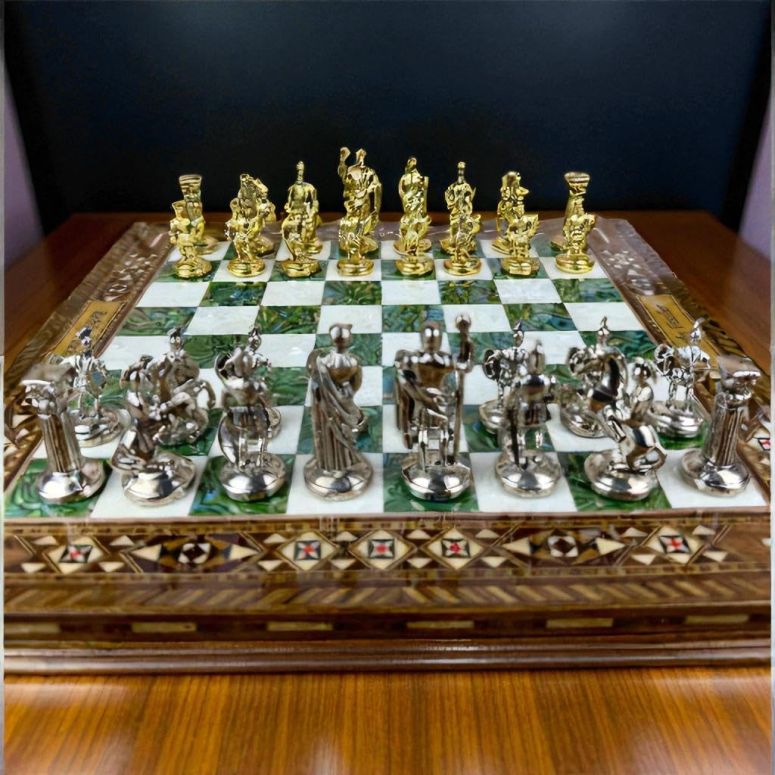 チェスセット Premium Chess Set- Handmade Roman Empire Themed Customizable Solid Inlay Wooden Chess Board/Unique Gift for, Dad, Husband, Son 【並行輸入品】|MJ-MARKET