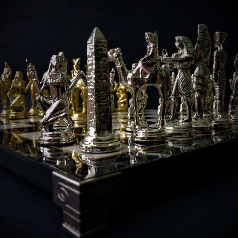 チェスセット Chess Set Cleopatra Pharaoh Vintage Chess Pieces Handmade Marble Wooden Chess Board, Xmas Gift for Dad, Husband, and Anyone for Birthday, Anniversary 【並行輸入品】|MJ-MARKET
