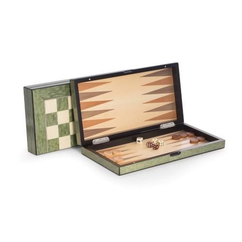 チェス仕かける Bey Berk Lacquer Finished Green Wood Backgammon \u0026 Chess Set 【並行輸入品】 ファミリートイ・ゲーム-おもちゃ-チェス
