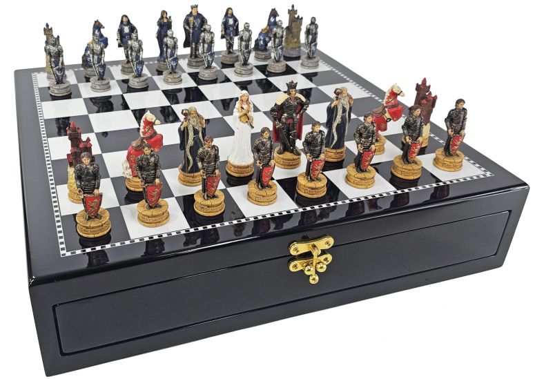 チェスセット Medieval Times King Arthur Chess Set with 17 inch High Gloss Black and White Color Storage Board 【並行輸入品】｜MJ-MARKET 68,585円