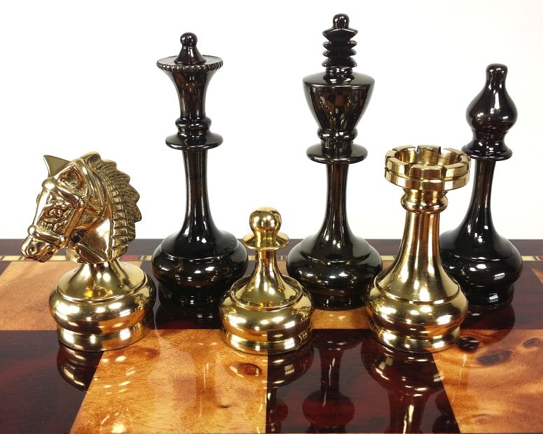チェスセット Real Brass Metal Staunton Bridled Knight Chess Men Set Gold and Black Chrome - NO Board 【並行輸入品】｜MJ-MARKET 55,880円