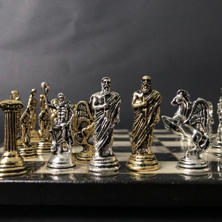 チェスセット Chess Set Vintage ?Mythology Chess Pieces Handmade Wooden Chess Board 10"x10" Travel Size, Decorative Gift Idea for Dad, Husband, Son and Anyone for Birthday 【並行輸入品】|MJ-MARKET