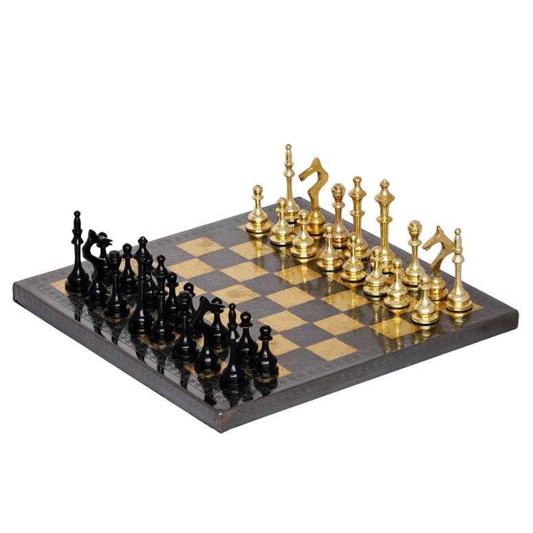 チェス仕かける Collectible Brass Chess Set Chess Board Chess Game Table Chess Pieces Large Premium Brass Chess Set for Adults, Kids… (14X14X5 Inches) 【並行輸入品】 おもちゃ-ファミリートイ・ゲーム