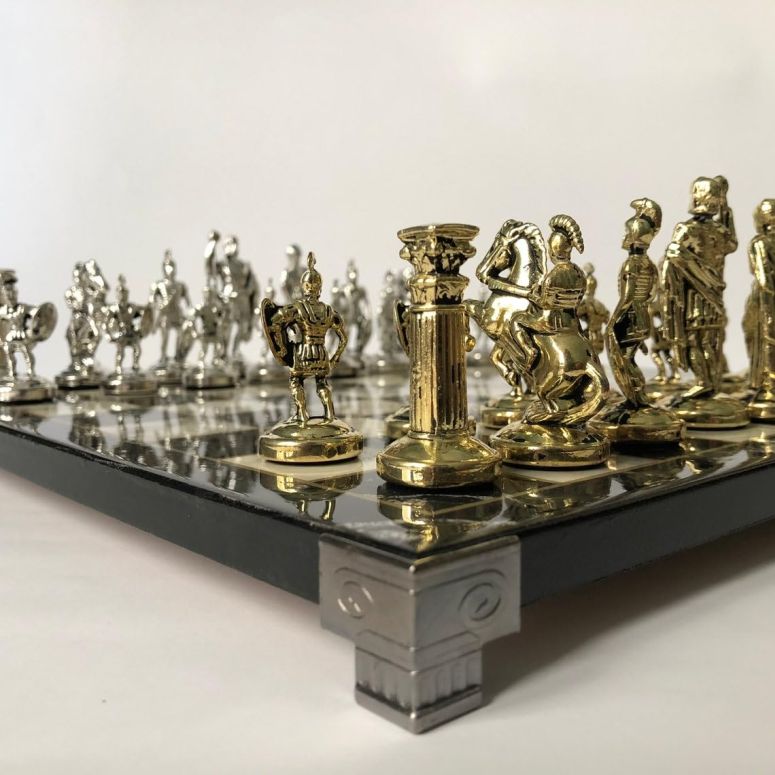 チェスセット Luxury Historical Chess Set Roman Gladiator Chess Pieces Handmade Marble Wooden Chess Board, Decorative Gift for Dad, Husband, Son and for Birthday 【並行輸入品】