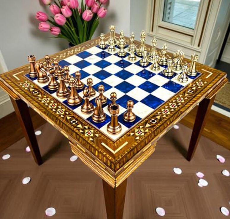 チェスセット Premium Handmade Chess Set ? Carved Metal Pieces & Luxury Wooden Board | Elegant for Men, Dad, Husband, or Collector 【並行輸入品】 46,080円