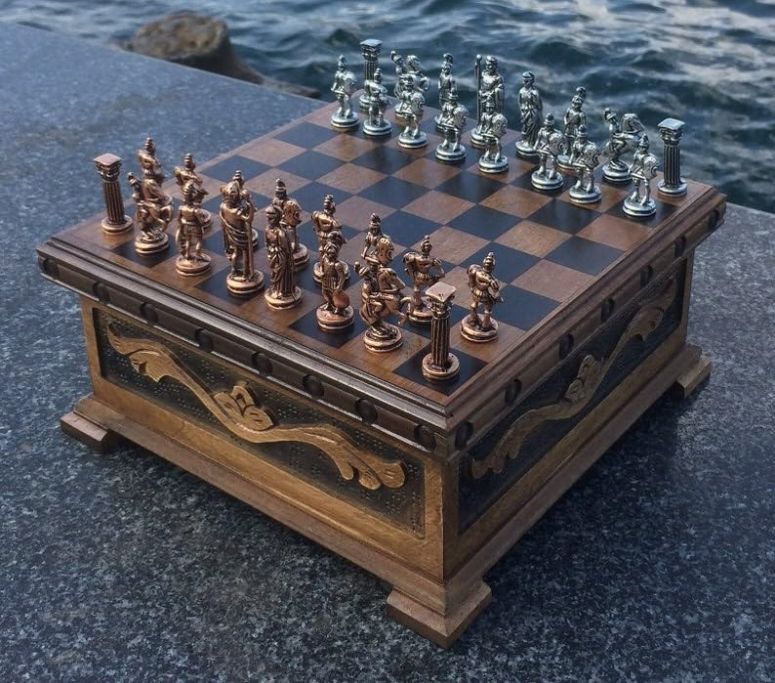 チェスセット Puzzle Chess Set Vintage Chess Board Hand Crafted Roman Antique Chess Pieces, Gift for Dad, Husband, Son and Anyone for Birthday, Anniversary 【並行輸入品】