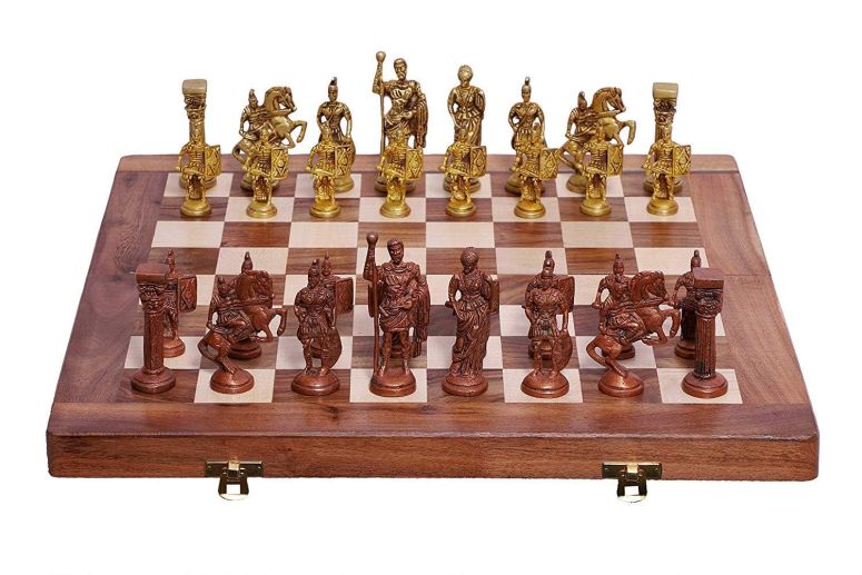 チェスセット Kartique 10 Year Above Antique Finish Wooden Chess Set With Brass Pieces, 16X16 Inch Board, Ideal For Decor And Gameplay 【並行輸入品】