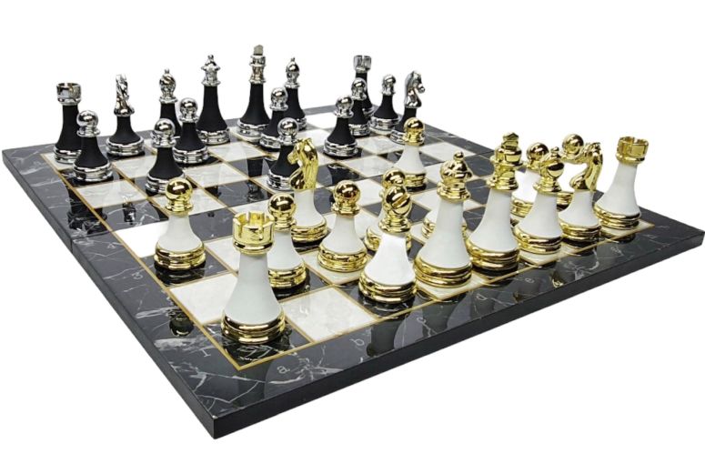 チェスセット Luxury Aesthetic Chess Set, XL Chess Pieces Handmade Chess Game with Premium Quality Metal Chess Pieces and Wooden Chess Board 16\