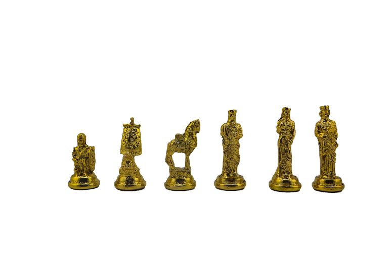 チェスセット Metal Chess Pieces Historical Troy-Spartan Figures King 2.65 inc (Board is Not Included, Only 32 Chess Pieces) (Gold-Silver) 【並行輸入品】