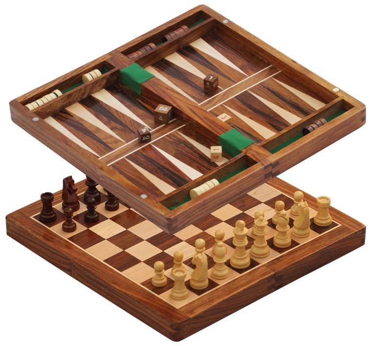 チェスセット 2 in 1 Chess and Backgammon Set Board Game, 10.5 x 10.5 x 1 Inches, Brown 【並行輸入品】|MJ-MARKET